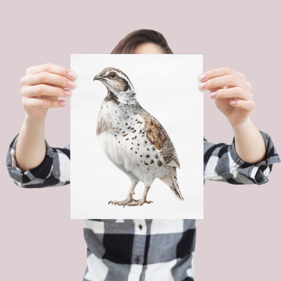 Watercolor Quail Wall Art Print, Unframed - Vibrant Nature-Inspired Home Decor - Picture 4 of 6